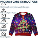 Family - Custom Photo Funny Family Face Let's Get Lit Neon Christmas Light Style - Personalized Unisex Ugly Sweater