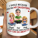 Gift For Son,Dad - Sons,Dad - Daughters (Adult),Dad - Daughters (Young),Gift For Daughter,Grandpa - Grandkids,Gift For Grandkids,Happy - Dad Grandpa I Smile Because You Are My Daughters Sons Grandkids - Personalized Mug