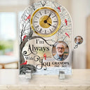 Memorial,Custom Photo,Family,Sad - Custom Photo Memorial I'm Always With You Snow Tree Cardinal - Personalized Acrylic Desk Clock