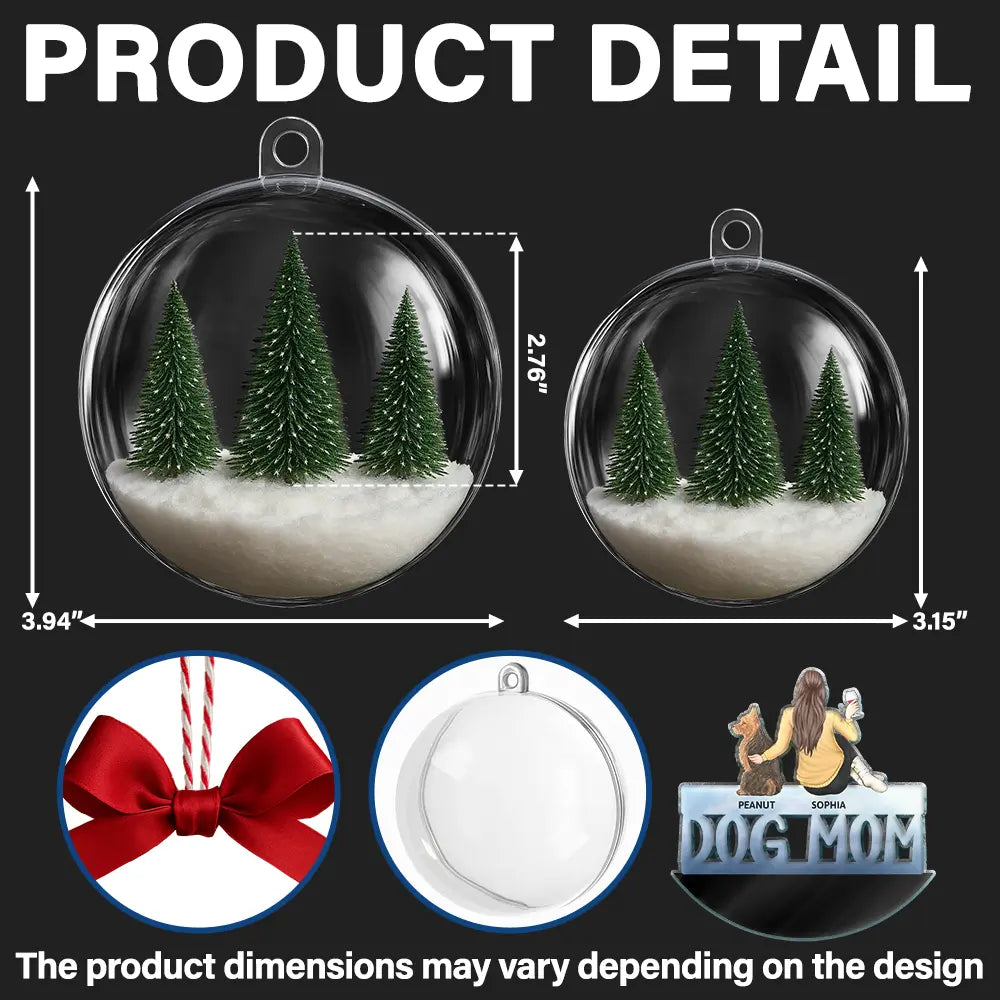 Christmas,Dog Lovers,Dog Mom,Dog Dad,Pet Lovers,Love - Dog Mom Dog Dad - Personalized 3D Acrylic Ball Ornament