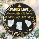 Family,Parents,Gift For Grandparents,Gift For Sibling,Gift For Sisters,Gift For Brothers,Love,Christmas,Long Distance - Family Love Knows No Distance Nacre Effect - 3D Inflated Effect Printed Ornament, Personalized Circle Ceramic Ornament