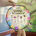 Gift For Women, Gift For Yourself, Gift For Mother, Gift For Grandma, Love - Floral Frame Birth Flower Grandma's Garden - Personalized Stained Glass Window Hanging Suncatcher