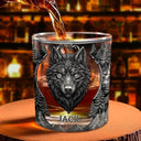 Gift For Yourself,Gift For Men,Happy - Forest Alpha Wolf Favorite Spirit Is Whiskey - Personalized Whiskey Glass