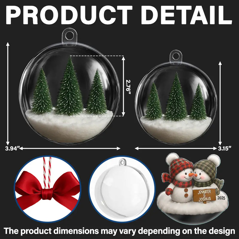 Christmas,Gift For Couples,Gift For Wife,Gift For Husband,Gift For Boyfriend,Gift For Girlfriend,Love - Forever Love Couple Snowman - Personalized 3D Acrylic Ball Ornament