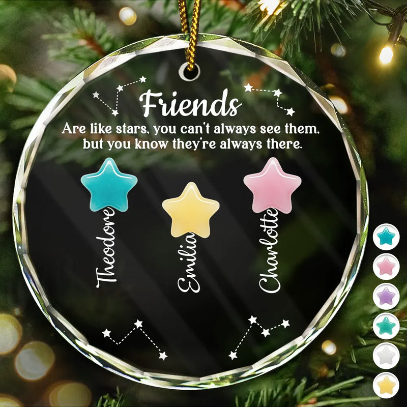 Gift For Bestie - Friends Sisters Siblings Are Like Stars Sea Glass - Personalized Circle Glass Ornament