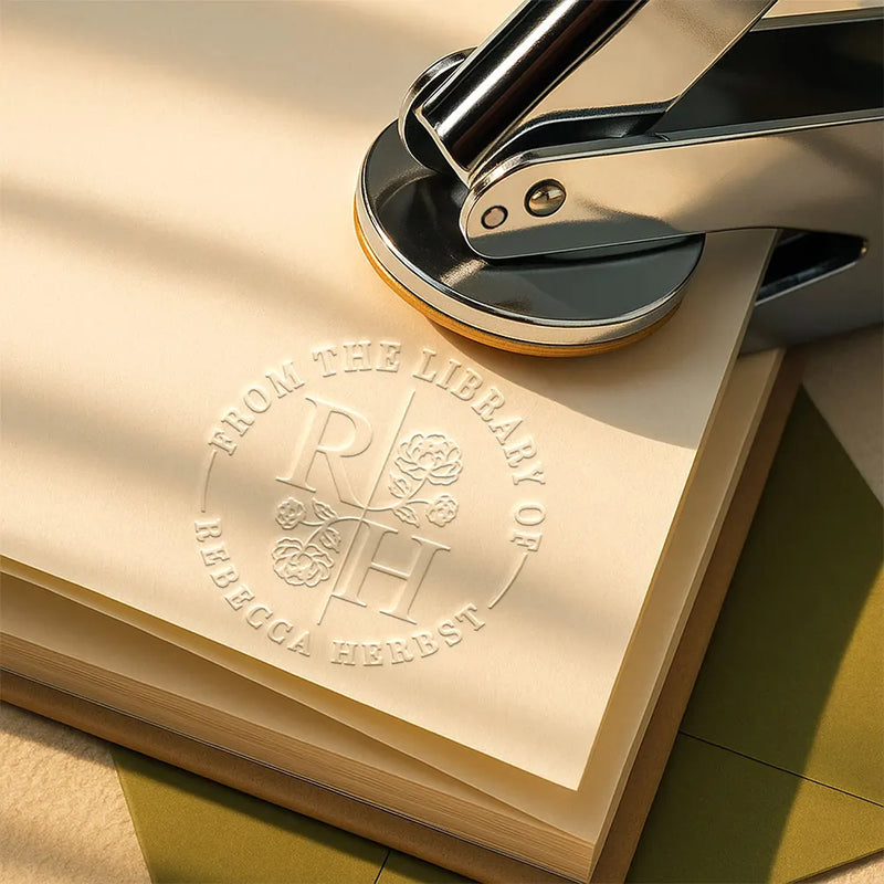 Reading,Gift For Yourself,Happy,Gift For Women - From The Library Of Bookworm Birth Flower - Personalized Embosser Stamp