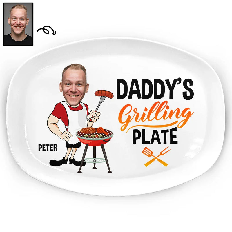 Custom Photo Daddy's Grilling Plate - Personalized Plate
