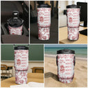 Gift For Yourself, Gift For Women, Happy - God Says I Am Toile De Jouy Flower - Personalized 30oz Tumbler With Handle