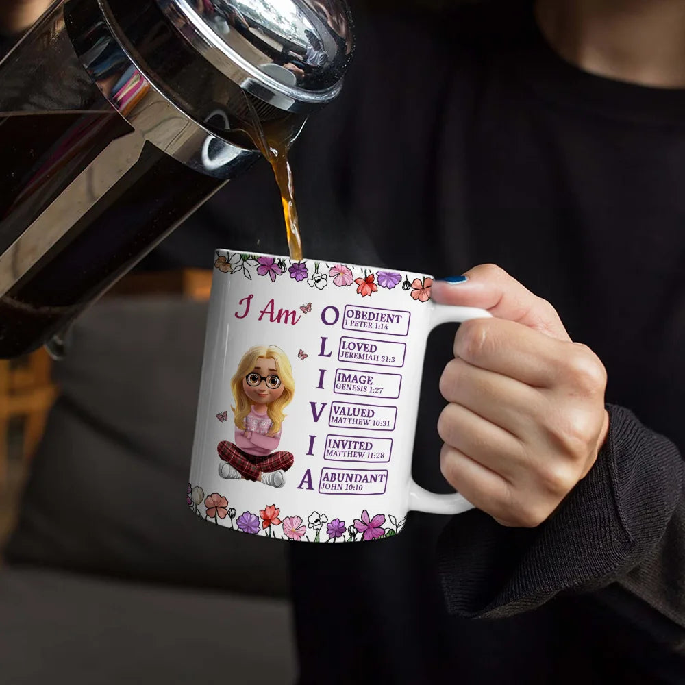 Gift For Bestie, Gift For Sisters, Gift For Yourself, Gift For Women, Happy - God Says You Are 3D Effect Woman - Personalized White Edge-to-Edge Mug