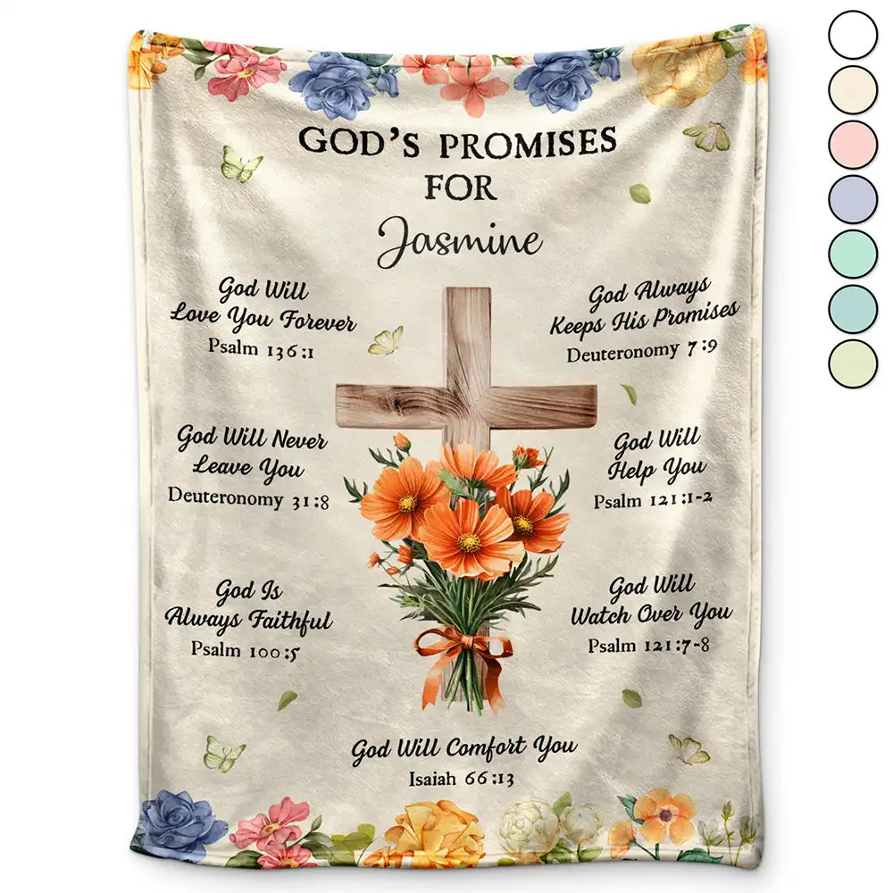God's Promises Birth Flower Bouquet - Personalized Fleece Blanket, Sherpa Blanket