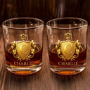 Gift For Men,Gift For Husband,Gift For Boyfriend,Love - Golden Silver 3D Effect Letter With Name - Personalized Whiskey Glass