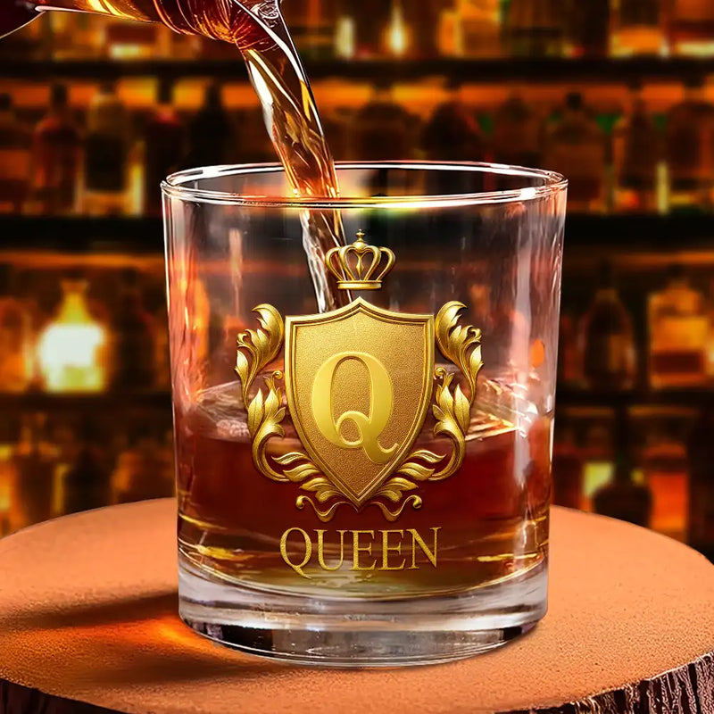 Gift For Men,Gift For Husband,Gift For Boyfriend,Love - Golden Silver 3D Effect Letter With Name - Personalized Whiskey Glass