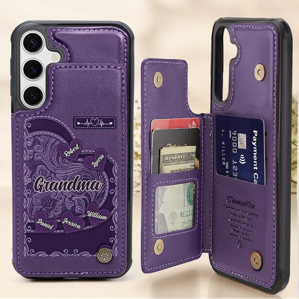 Grandma's Mom's Little Sweethearts - Personalized Leather Flip Wallet Phone Case