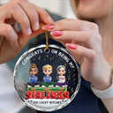 Gift For Bestie,Christmas,Happy,Gift For Sisters,Gift For Brothers,Gift For Sibling,Cousin - Congrats On Being My Besties Friends Siblings 3D Effect - Personalized Circle Glass Ornament