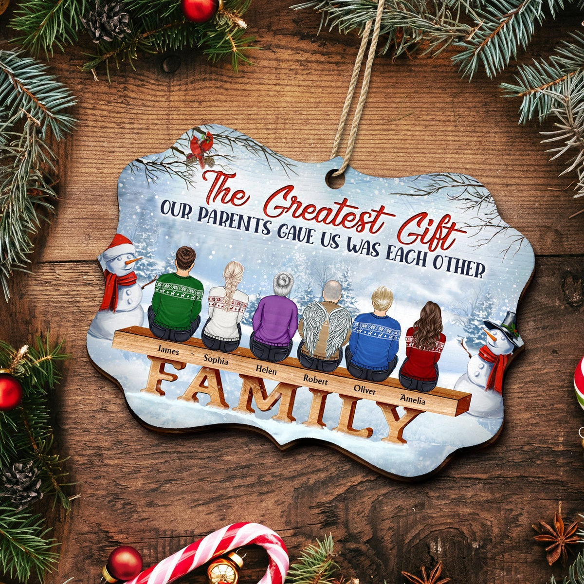 The Greatest Gift Our Parents Gave Us Was Each Other - Christmas Memorial Gift For Siblings, Parents, Family - Personalized Medallion Wooden Ornament