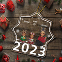 Cartoon Style 2023 - Christmas, Lovely Gift For Bestie, Family, Couple, Dad, Mom, Grandpa, Grandma - Personalized Custom Shaped Acrylic Ornament