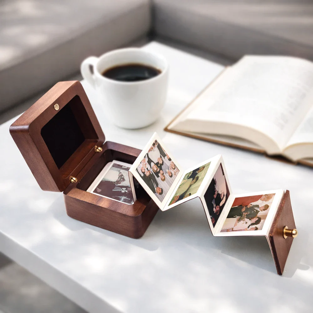 Gift For Couples,Old Couples,Gift For Husband,Gift For Boyfriend,Gift For Girlfriend,Love,Wedding,Wedding Anniversary,Anniversary - Custom Photo Calendar The Day Our Journey Began - Personalized Wooden Accordion Photo Box