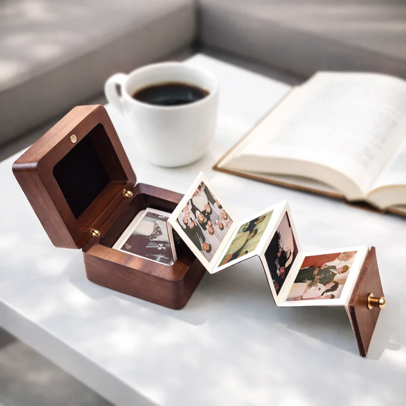 Gift For Couples,Old Couples,Gift For Husband,Gift For Boyfriend,Gift For Girlfriend,Love,Wedding,Wedding Anniversary,Anniversary - Custom Photo Calendar The Day Our Journey Began - Personalized Wooden Accordion Photo Box