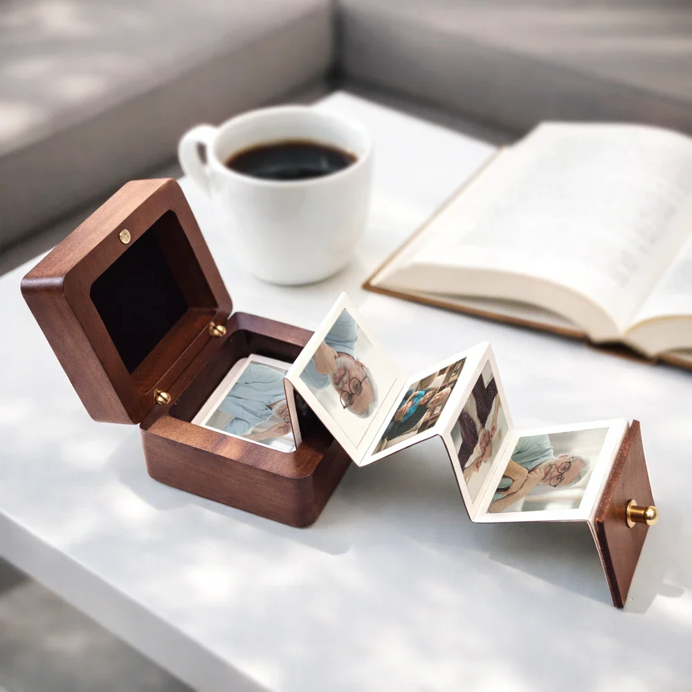 Gift For Yourself,Gift For Women,Gift For Men,Memorial,Sad - Custom Photo Calendar The Moment Your Heart Stopped - Personalized Wooden Accordion Photo Box