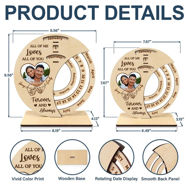 Christmas, Gift For Couples, Happy - Hand In Hand Forever And Always - Personalized Spinning Perpetual Desk Calendar