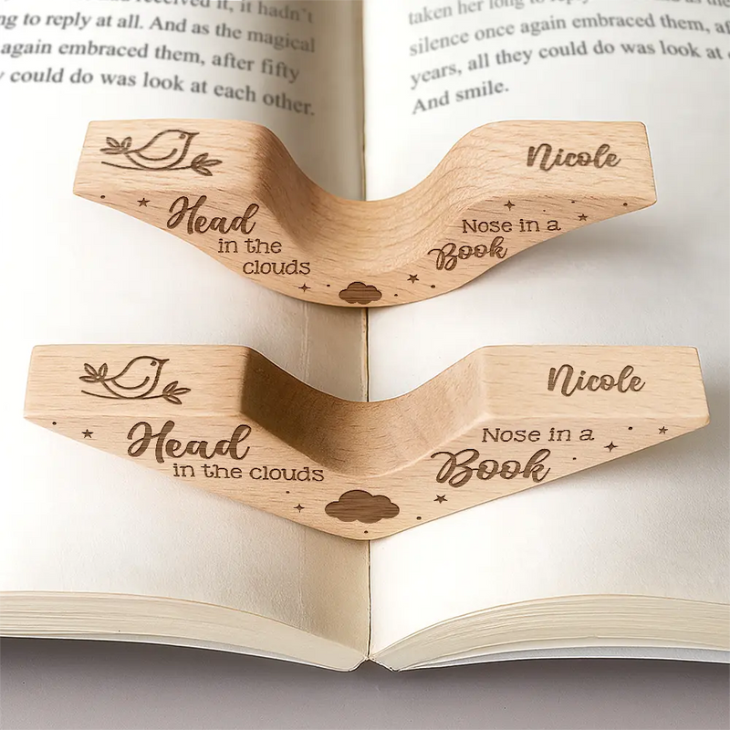 Gift For Yourself,Gift For Women,Gift For Men,Reading,Happy - Head In The Clouds Nose In A Book - Personalized Thumb Page Holder