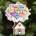 Parents,Family,Gift For Mother,Gift For Father,Gift For Grandpa,Gift For Grandma,Love,Christmas - Heart Balloon House For Family - Personalized 2-Layered Wooden Ornament