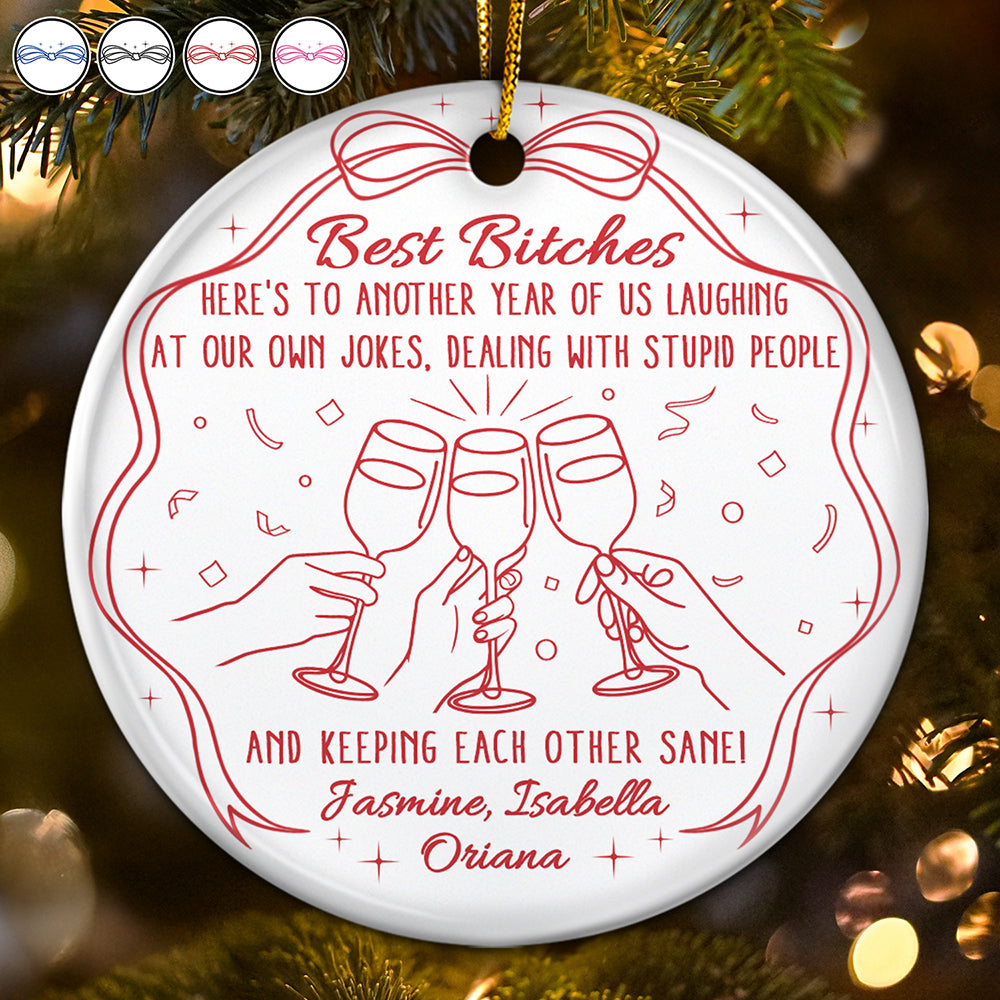 Here's To Another Year Of Us - Personalized Circle Ceramic Ornament