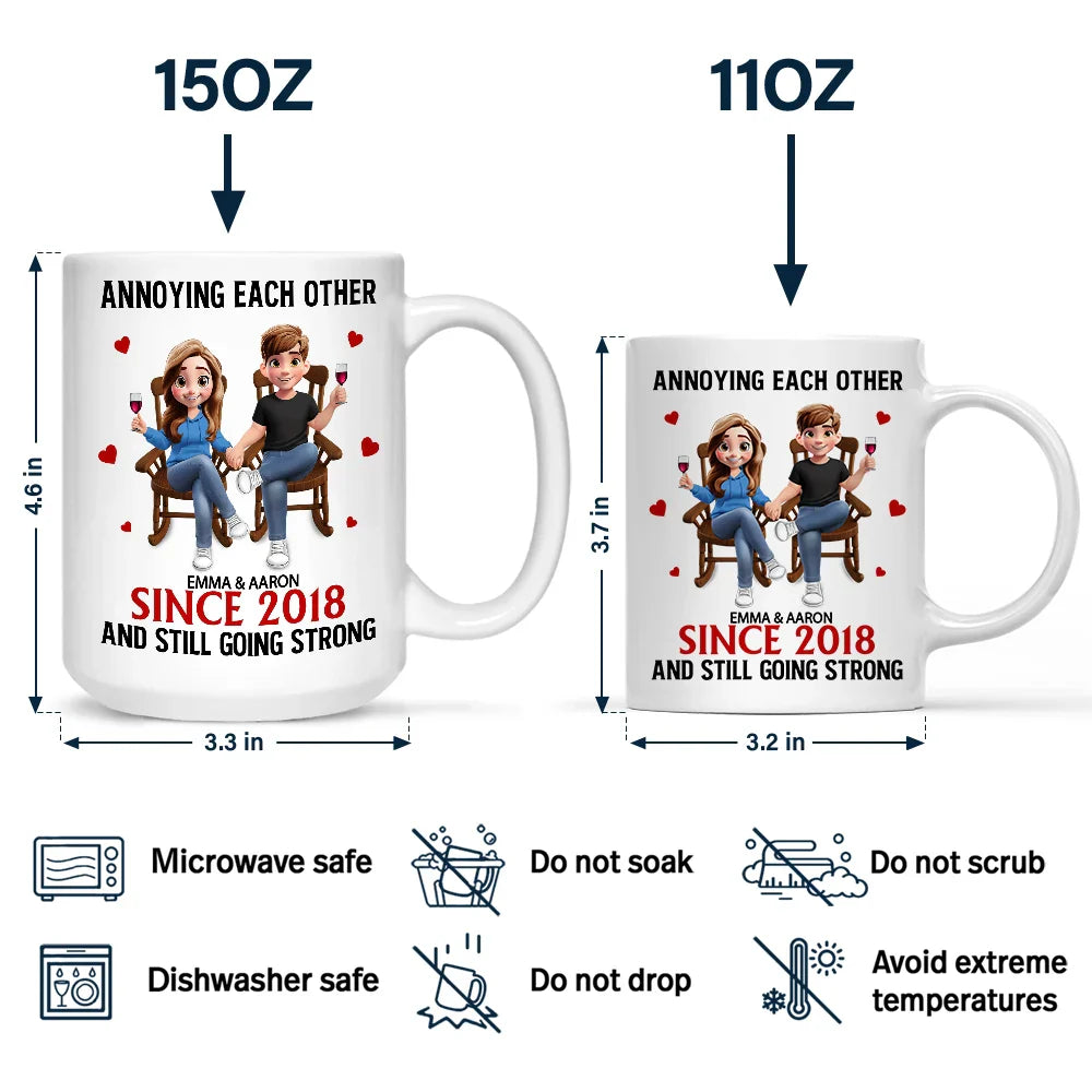 Gift For Couples,Old Couples,Gift For Husband,Gift For Wife,Gift For Boyfriend,Gift For Girlfriend,Love - Holding Hands Sitting Couple Annoying Each Other - Personalized Mug