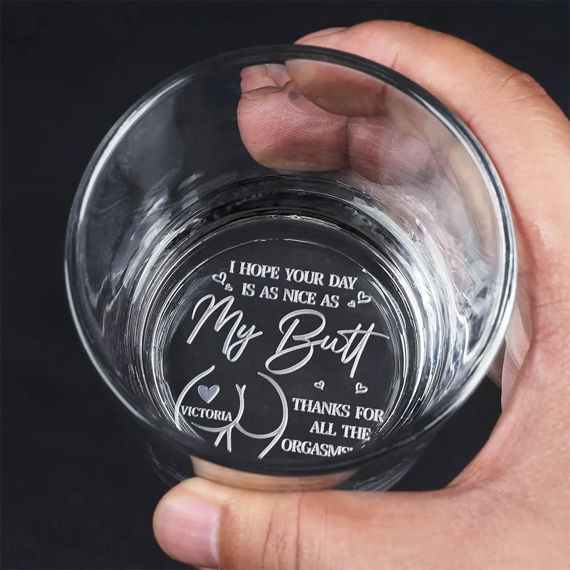 Gift For Couples,Gift For Husband,Gift For Wife,Gift For Boyfriend,Gift For Girlfriend,Funny - I Hope Your Day Is Nice - Personalized Engraved Whiskey Glass