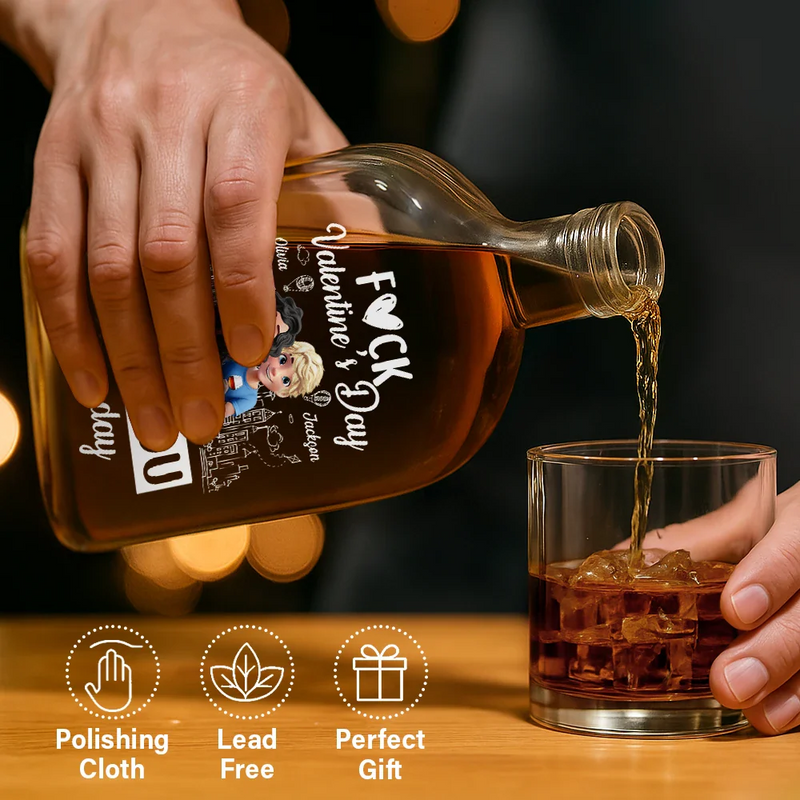 Gift For Couples,Gift For Husband,Gift For Wife,Gift For Boyfriend,Gift For Girlfriend,Happy - I Love You Everyday 3D Effect Couple - Personalized Whiskey Bottle
