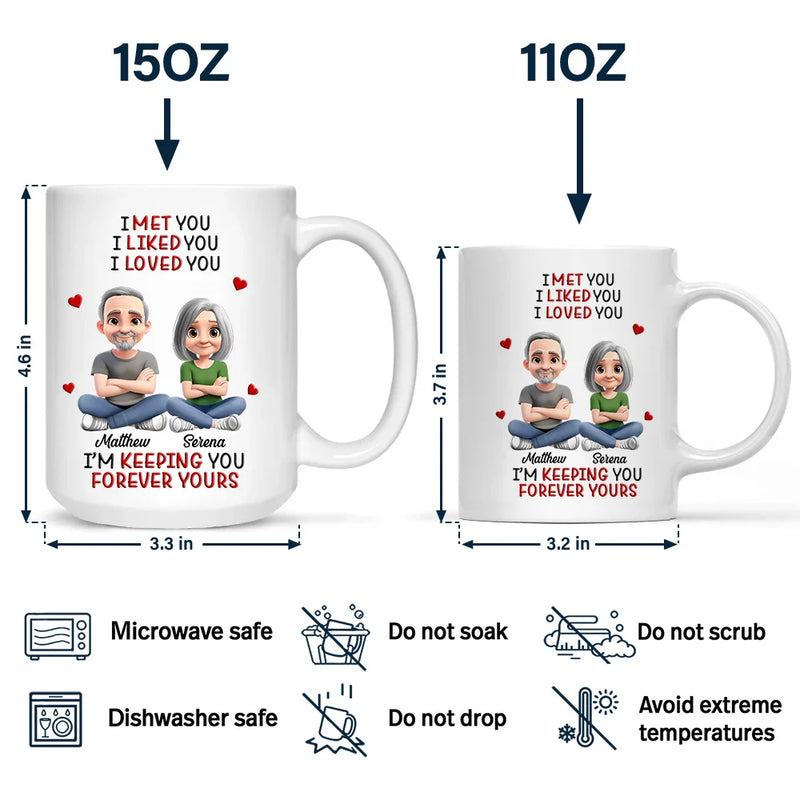 Gift For Couples, Gift For Women, Gift For Men ,Gift For Husban d,Gift For Wife, Gift For Girlfriend, Gift For Boyfriend ,Top Market, Old Couples, Love - I Met You Liked You Love You Keeping You 3D Effect Couple - Personalized Mug
