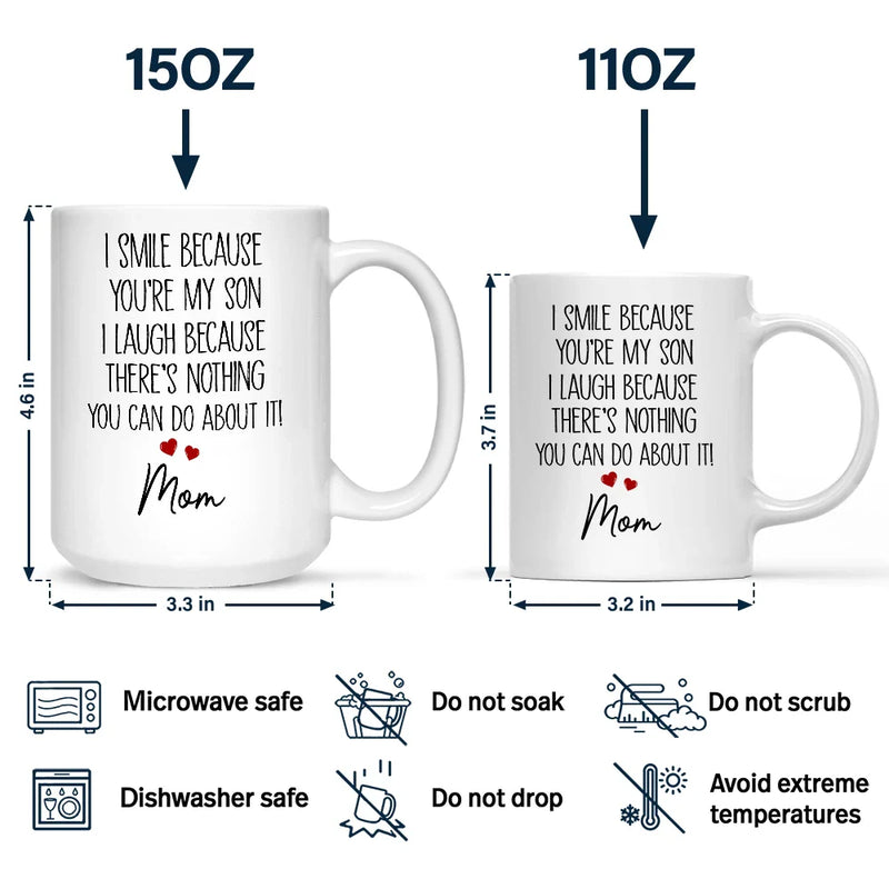 Dad,Daughters,Gift For Daughter,Mom,Sons,Gift For Son,Gift For Women,Gift For Men,Top Market,Happy - I Smile Because You Are My Daughter 3D Effect - Personalized Mug