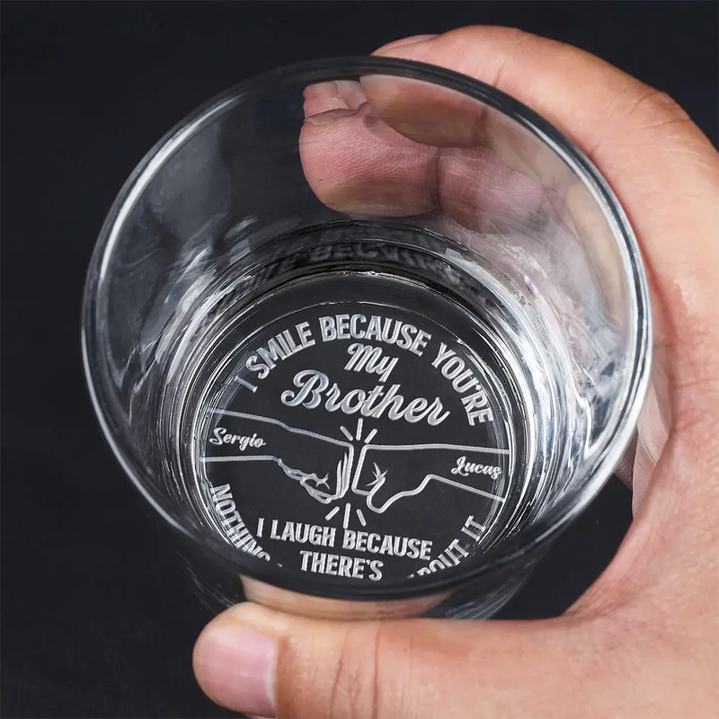 Gift For Son,Mom - Sons,Dad - Sons,Funny - I Smile Because You Are My Daughter Son - Personalized Engraved Whiskey Glass