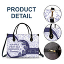 Gift For Grandma,Grandma - Grandkids,Grandma's Hobby,Happy - In The World Full Of Grandmas Toile De Jouy Heart Icon - Personalized Leather Bag