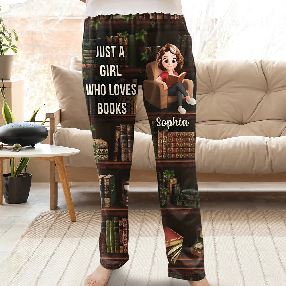 Just A Girl Who Loves Books 3D Effect - Personalized Pajama Pants