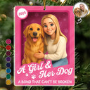 Pet Lovers,Pet Mom,Pet Dad,Dog Lovers,Dog Mom,Dog Dad,Happy,Christmas,Top Market - Custom Photo 3D Effect Figure Art A Girl & Her Dogs Unbreakable Bond - Personalized Custom Shaped Acrylic Ornament