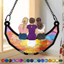 Grandma Mom And Children Sitting On The Moon - Personalized Window Hanging Suncatcher Ornament