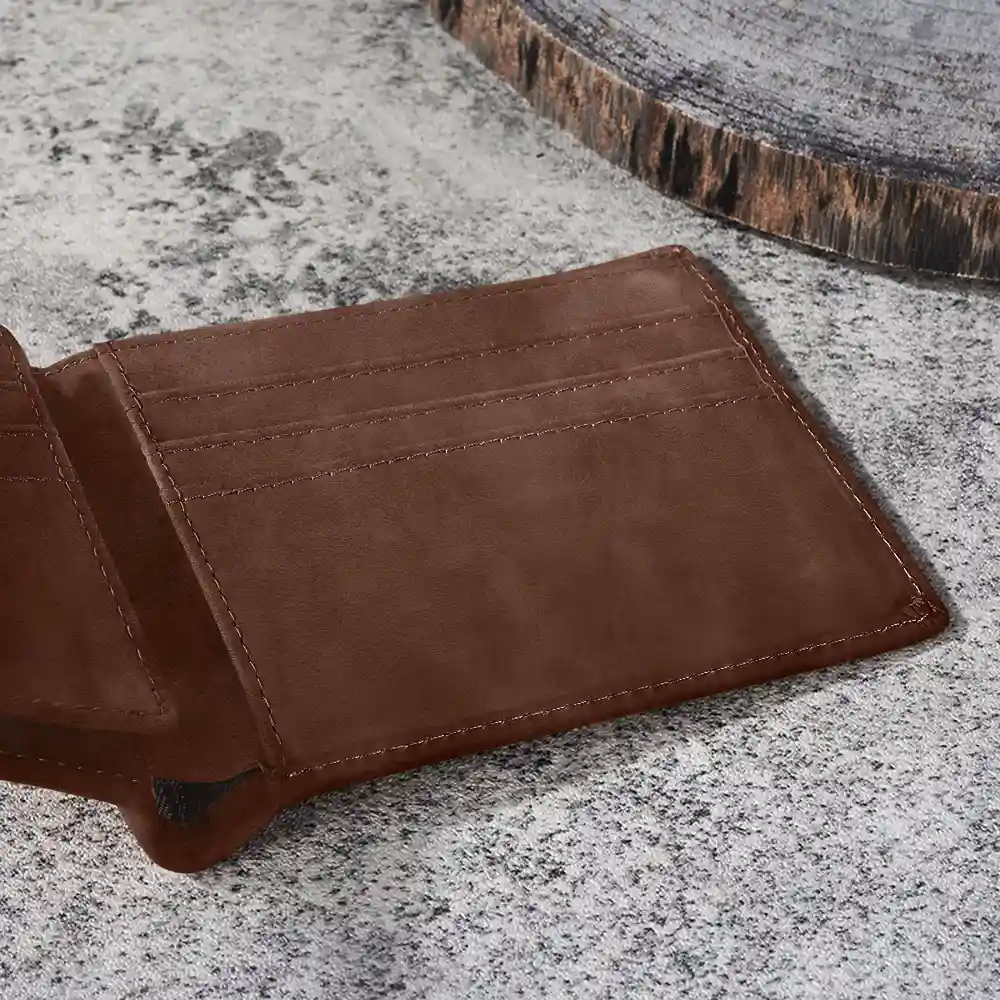 Gift For Grandpa, Gift For Father, Happy, Gift For Men, Stick Figure - This Grandpa Dad Belongs To Kids Pet - Personalized Leather Wallet