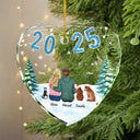 Love,Gift For Couples,Gift For Husband,Gift For Wife,Christmas,Pet Couple,Pet Lovers,Dog Lovers,Cat Lovers - Loving Couple Dog Cat - Personalized Heart Shaped Glass Ornament