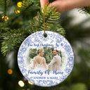 Gift For Couples,Gift For Husband,Gift For Wife,Christmas,Wedding,Love - Custom Photo Our First Christmas Married - Personalized Circle Ceramic Ornament