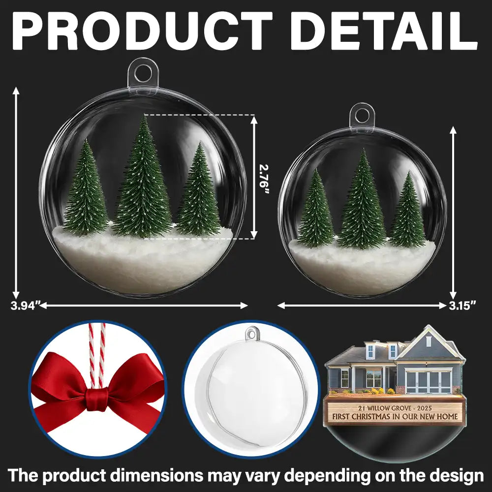 Custom Photo First Christmas In Our New Home - Personalized 3D Acrylic Ball Ornament