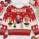 Gift For Grandma,Gift For Mother,Gift For Wife,Happy,Christma - Grandma Nana Mimi Grandkid 3D Effect - Personalized Unisex Ugly Sweater