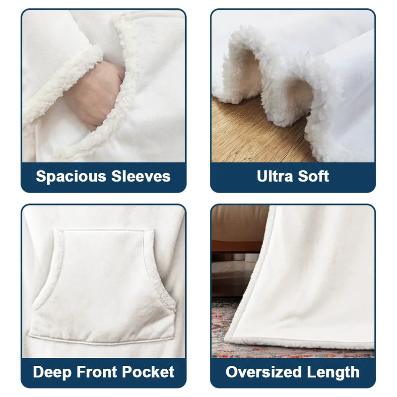 Gift For Grandma, Gift For Grandpa, Happy - Grandma Grandpa My Grandkid Cuddling - Personalized Wearable Blanket With Sleeves