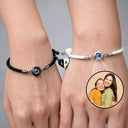 Happy,Gift For Bestie,Old Best friends,Gift For Sisters - Custom Photo Besties Sisters Forever - Personalized Photo Projection Bracelet Magnetic Initial