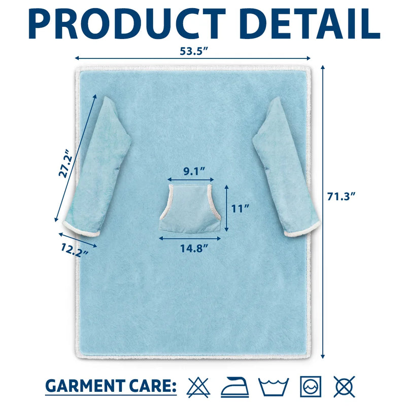 Gift For Grandpa,Gift For Grandma,Gift For Grandparents,Gift For Mother,Gift For Father,Happy - This Grandpa Dad Belongs To Kids Pet - Personalized Wearable Blanket With Sleeves
