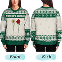 Gift For Grandma,Gift For Aunt,Gift For Mother,Happy,Gift For Wife,Gift For Yourself,Gift For Women - Knitted Effect Birth Flower Grandma's Garden - Personalized Unisex Ugly Sweater