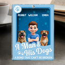 Dog Lovers, Dog Mom, Dog Dad, Happy - A Girl And Her Dogs - Personalized Custom Shaped Acrylic Plaque