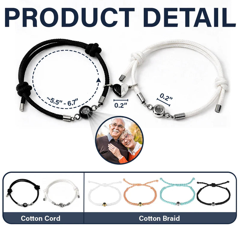 Gift For Couples,Old Couples,Gift For Husband,Gift For Wife,Gift For Boyfriend,Gift For Girlfriend,LGBT,Love - Custom Photo You And Me We Got This Couple - Personalized Photo Projection Bracelet Magnetic Initial