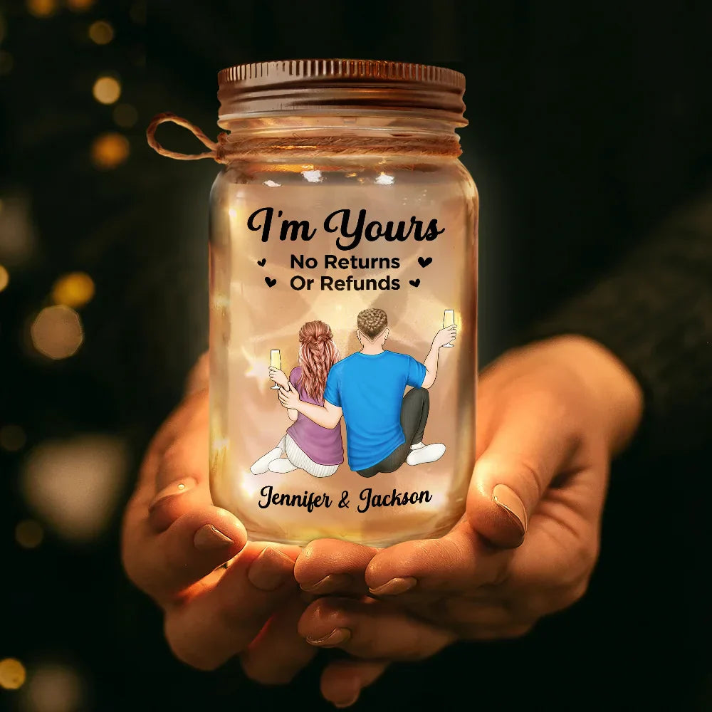 Couples, Gift For Couples - Couple Favorite Song I'm Yours No Returns QR Code - Personalized Mason Jar Light