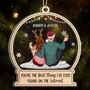 Christmas Couple Backside Couple Best Thing On The Internet - Gift For Couples - Personalized 2-Layered Mix Ornament